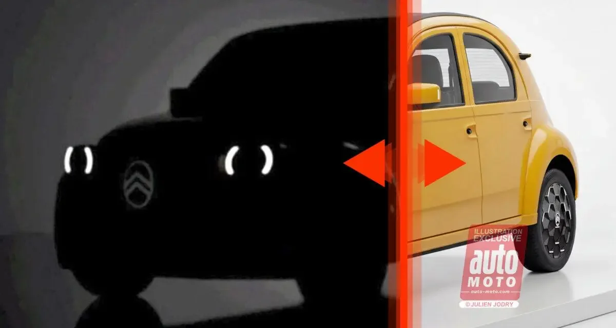 Future Citroën 2CV : faites glisser le curseur de gauche à droite pour la découvrir dans les grandes lignes