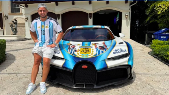 Miami : Il soutient l'Argentine et Messi en relookant sa Bugatti Chiron Pur Sport, d'une valeur de 4,3 millions d'euros