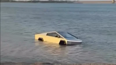 Il confond les capacités amphibies de son Tesla Cybertruck avec un vrai bateau