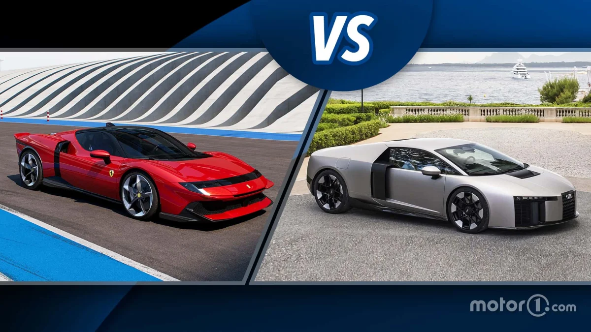 Ferrari 849 Testarossa vs Audi Nuvolari, le face à face des supercars prodigieuses 