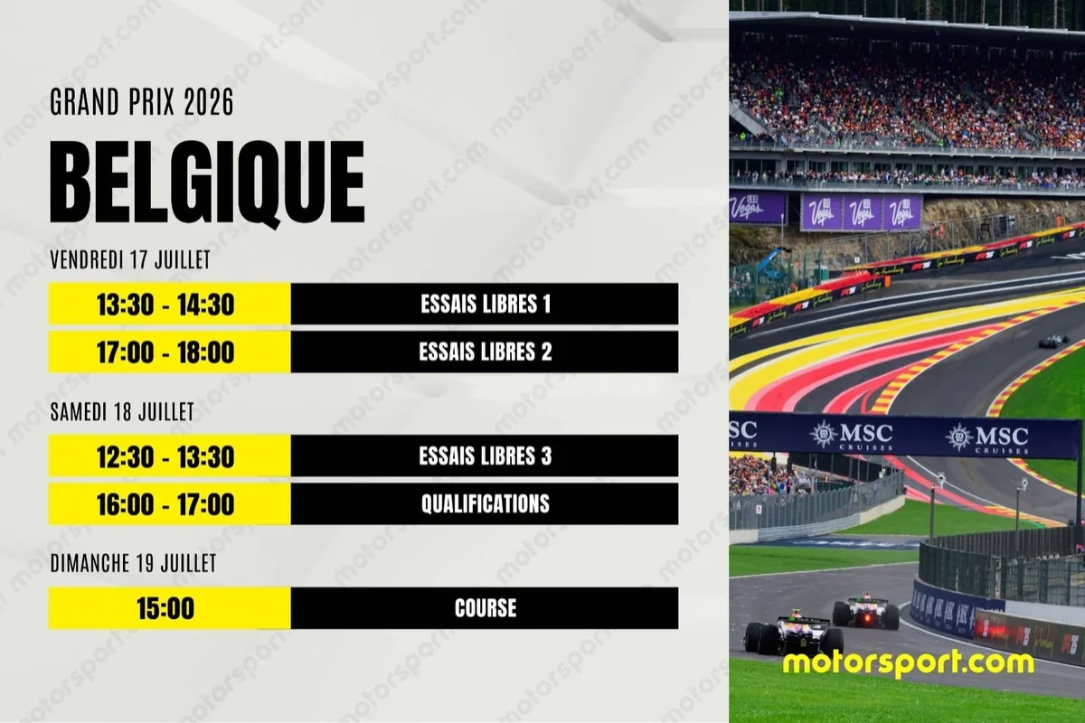 Le programme du GP de Belgique F1 2026 : dates, horaires et infos