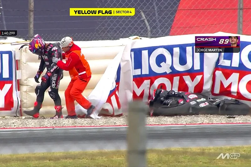 MotoGP, Catalogne J1, Jorge Martín (Aprilia/17) s’est fait très peur : « J’ai pensé à Luis Salom pendant que je chutais »