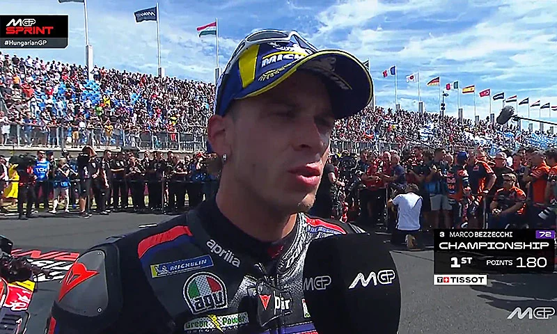 MotoGP, Hongrie, Sprint : Marco Bezzecchi (Aprilia/3) « À chaud »
