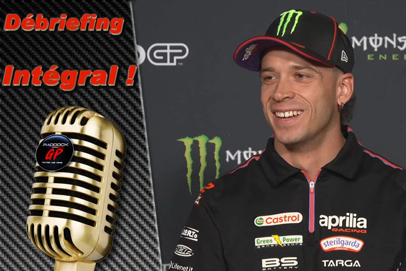 MotoGP Tchéquie Brno J0, Débriefing Marco Bezzecchi (Aprilia/1) : « Du football ? Désolé (signe de désintérêt) ! », etc. (Intégralité)
