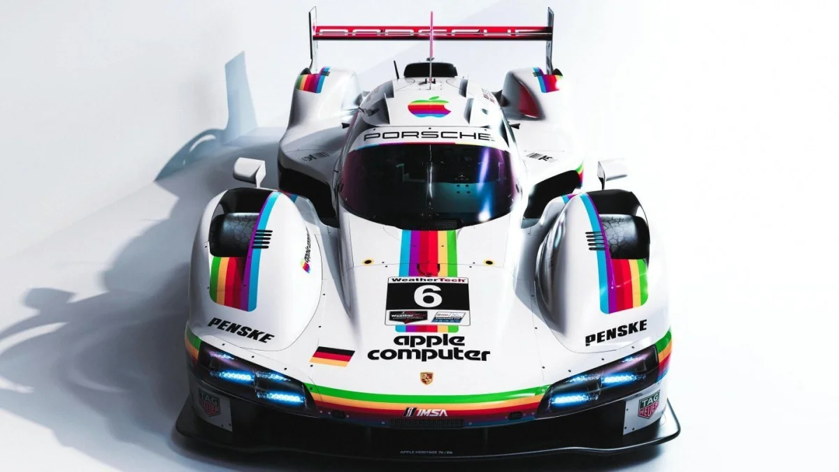 La Porsche 963 adopte la pomme arc-en-ciel pour célébrer les 50 ans d’Apple à Laguna Seca