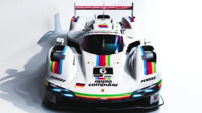 La Porsche 963 adopte la pomme arc-en-ciel pour célébrer les 50 ans d’Apple à Laguna Seca