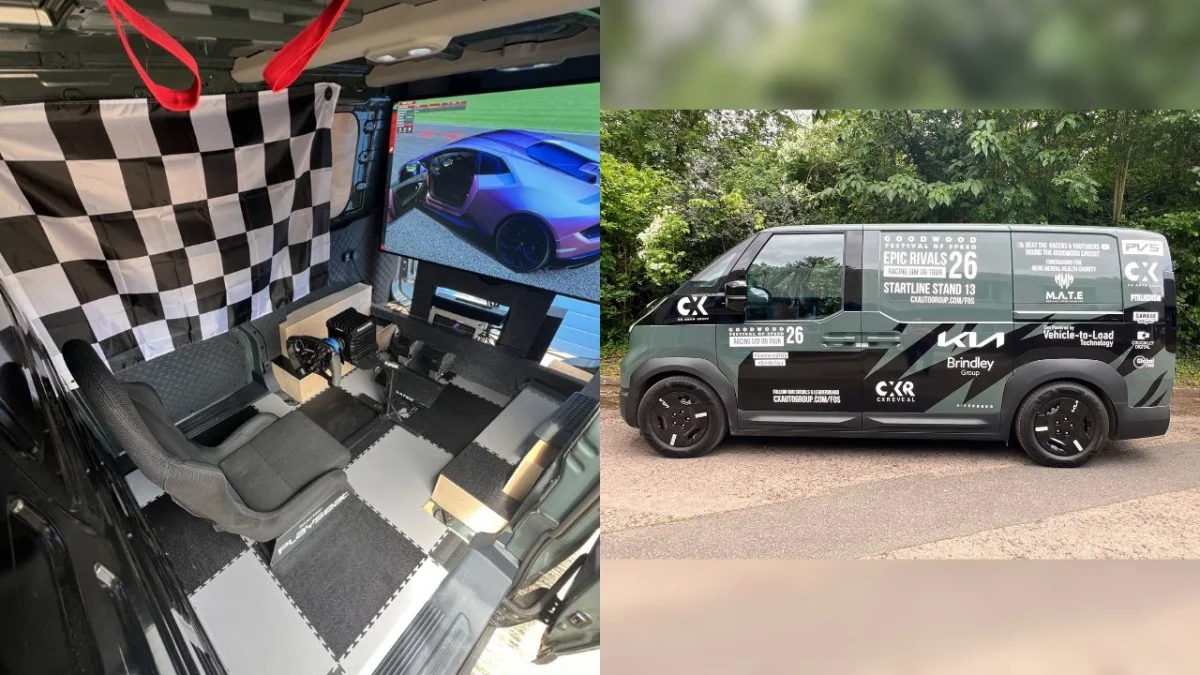 Personne ne s'attendait à trouver un simulateur de course dans un fourgon Kia à Goodwood